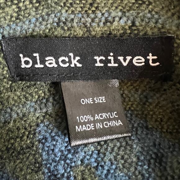 Black Rivet Womens Southwestern Fringe Shawl Wrap One Size Green Blue Brown - Picture 4 of 4